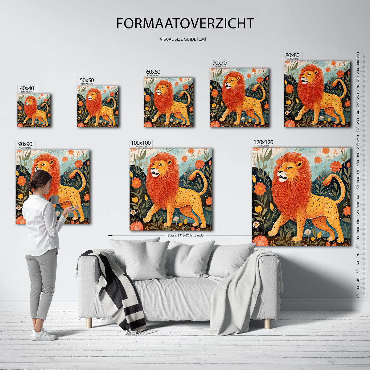 Leeuw in bloemen Poster