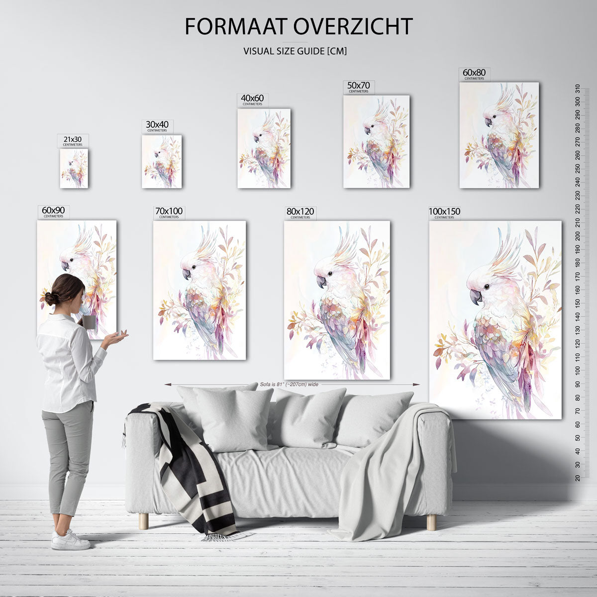 Papegaai en bladeren Poster