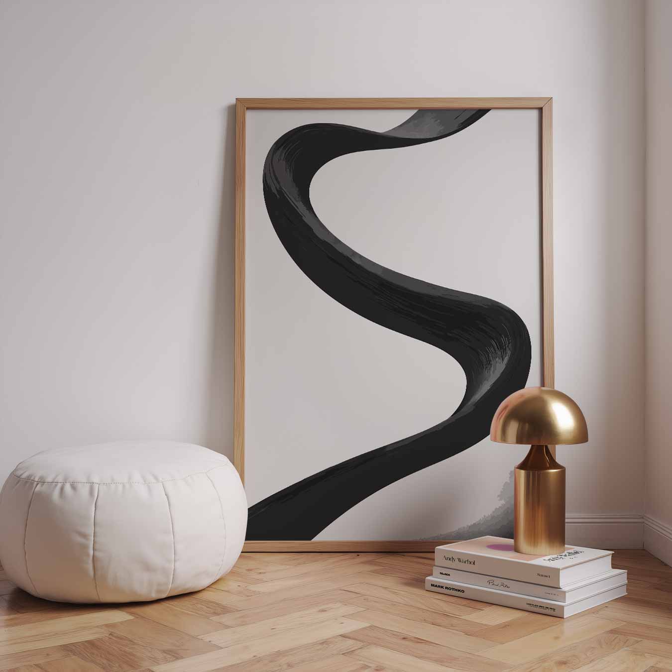 Elegante Zwarte Krul Wandkunst Poster-WallArtistic