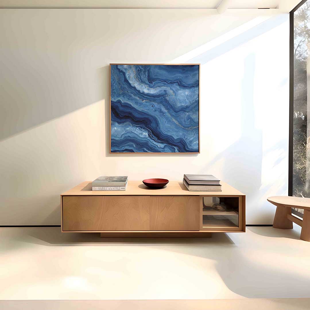 Blauwe marmerstructuur Poster