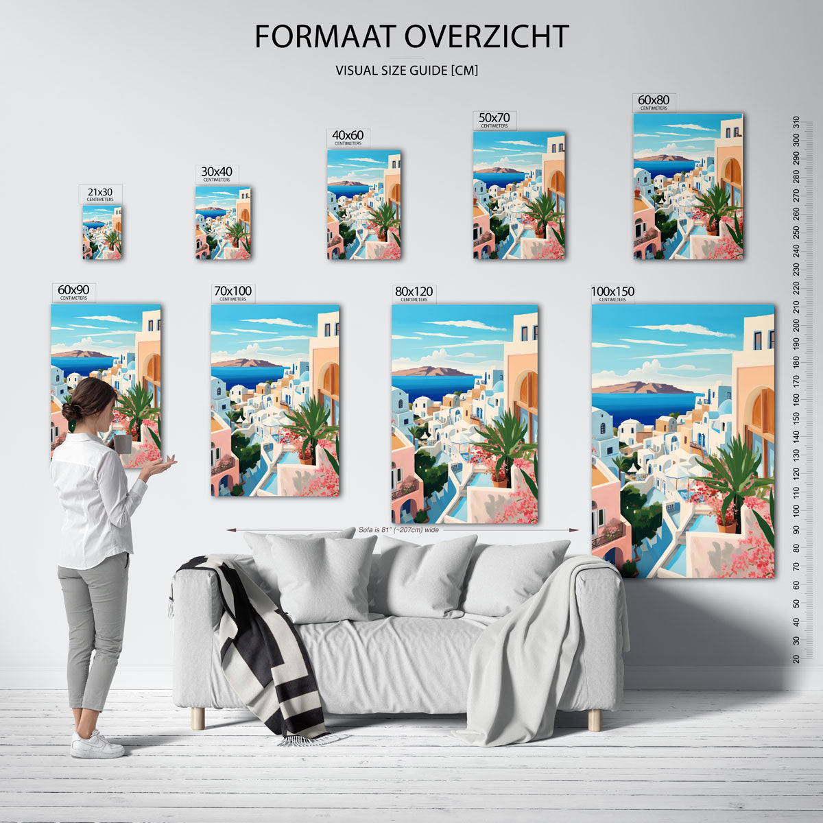 Mediterrane huizen en zee Poster