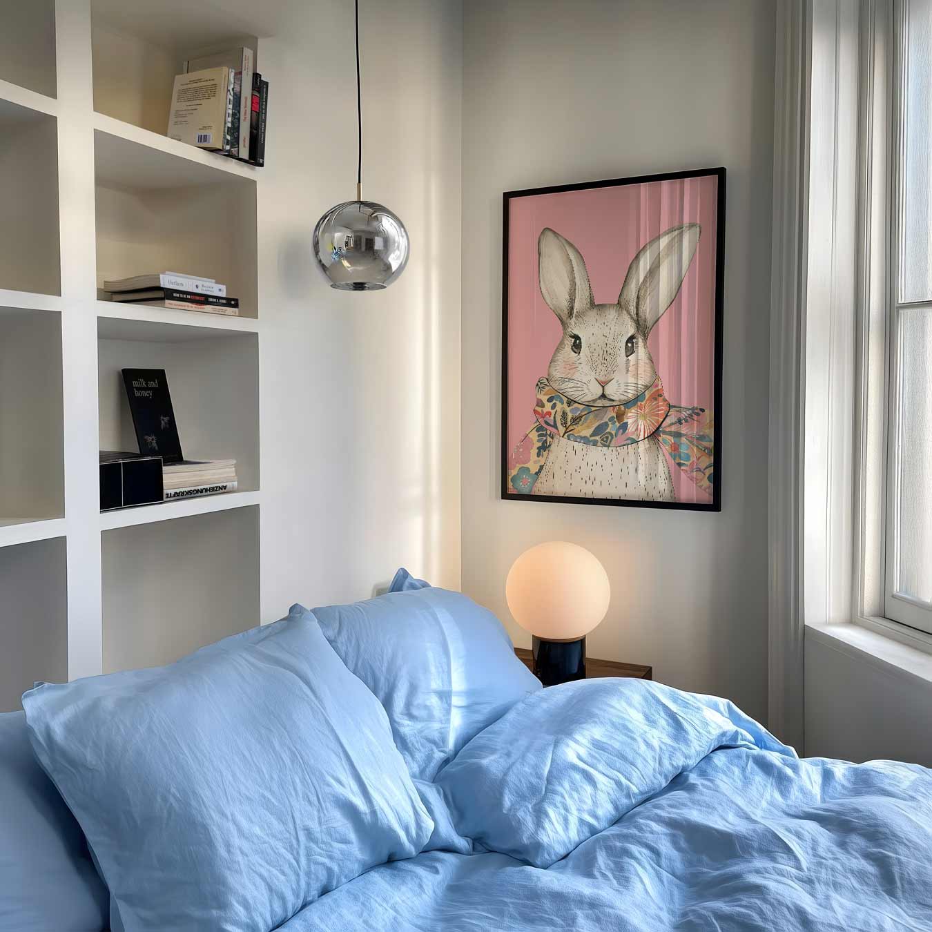 Schattige Konijnenposter met Sjaal Poster-WallArtistic