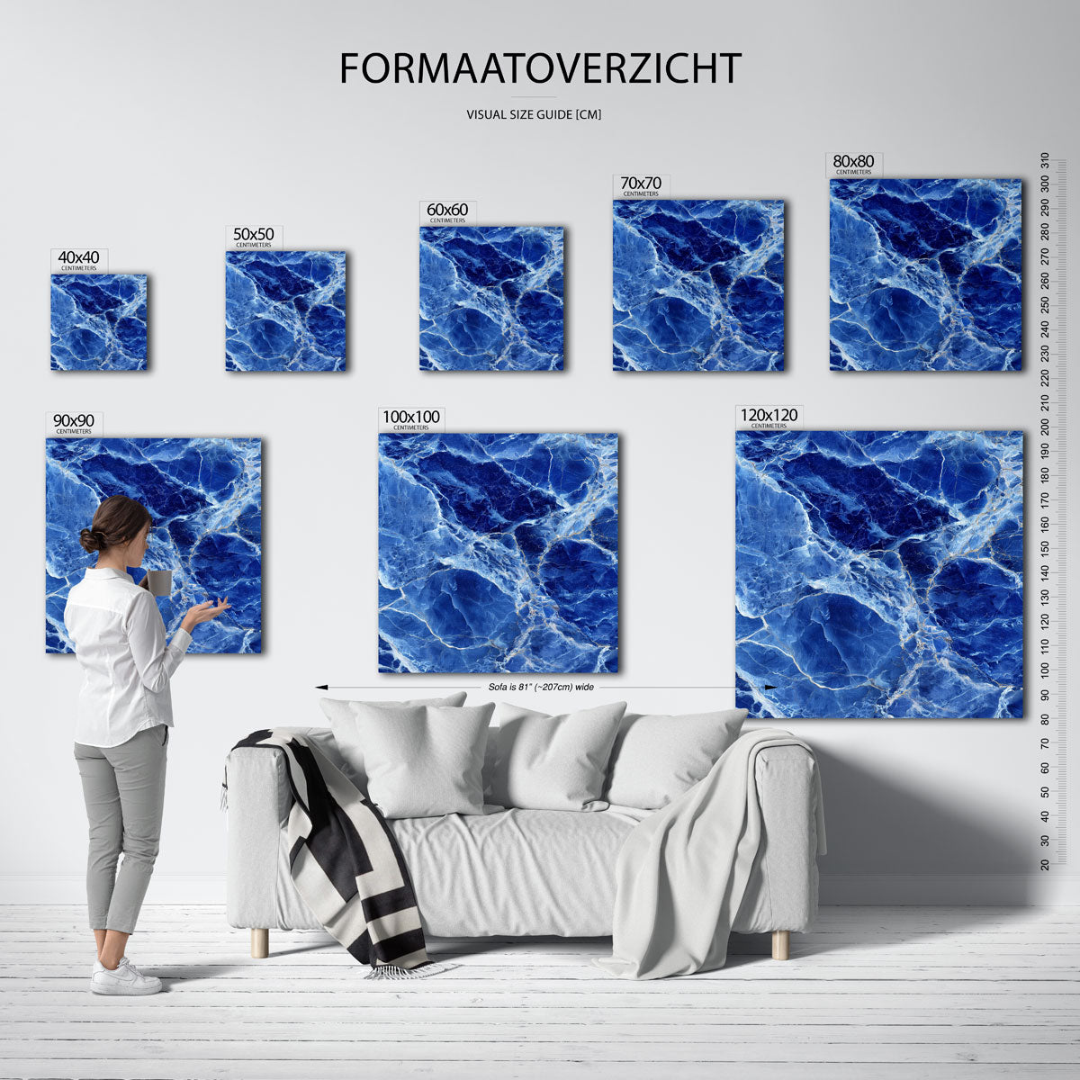 Blauwe marmerstructuur Poster
