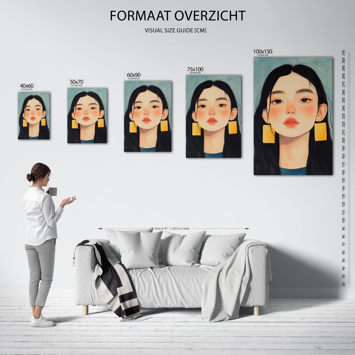 Portret met geometrische vormen Kunstwerk