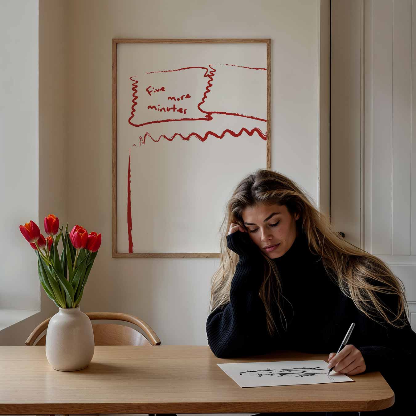 Vrolijke "Five More Minutes" Wekkerposter-WallArtistic