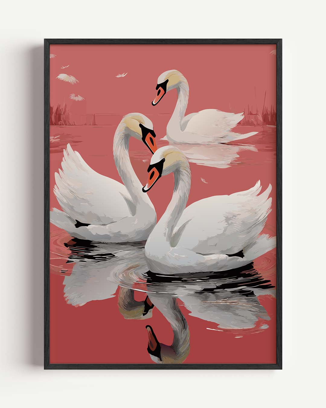 Elegante Zwanen bij Ondergaande Zon Poster-WallArtistic