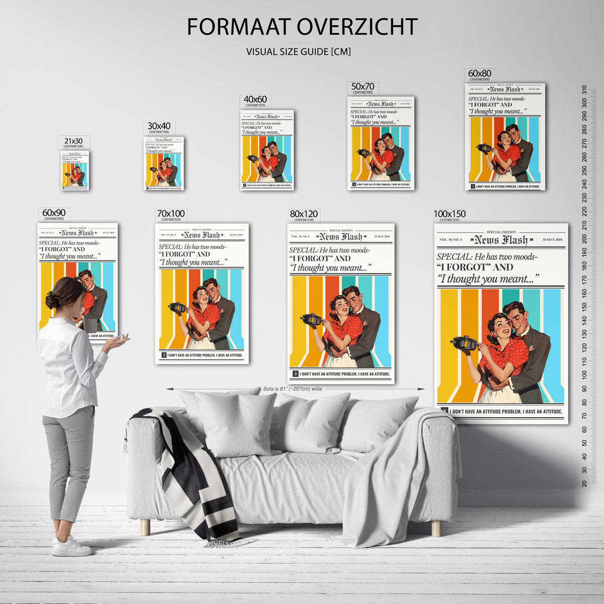 Retro koppel met kleurrijke achtergrond Poster