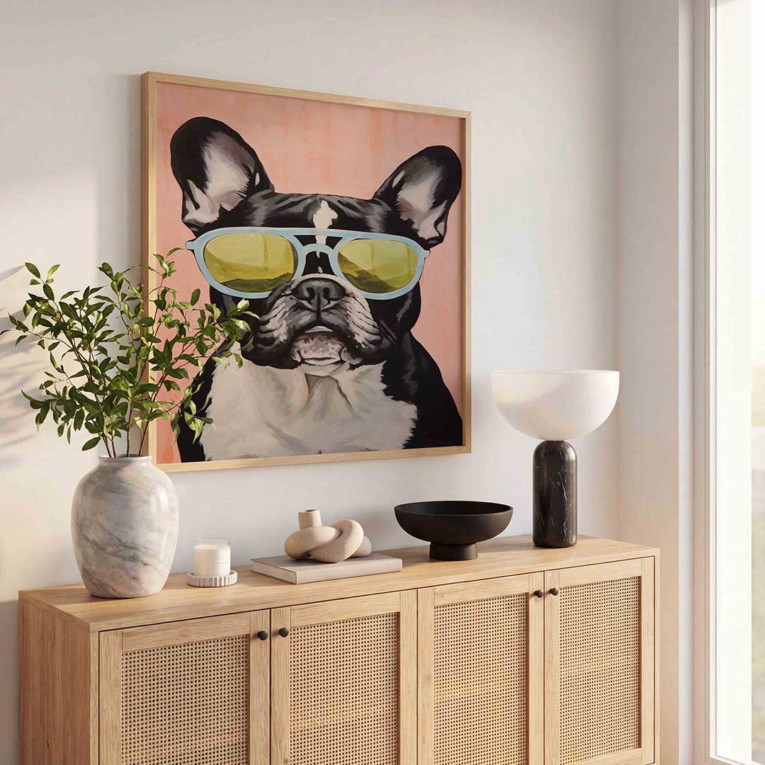 Hond met zonnebril Poster