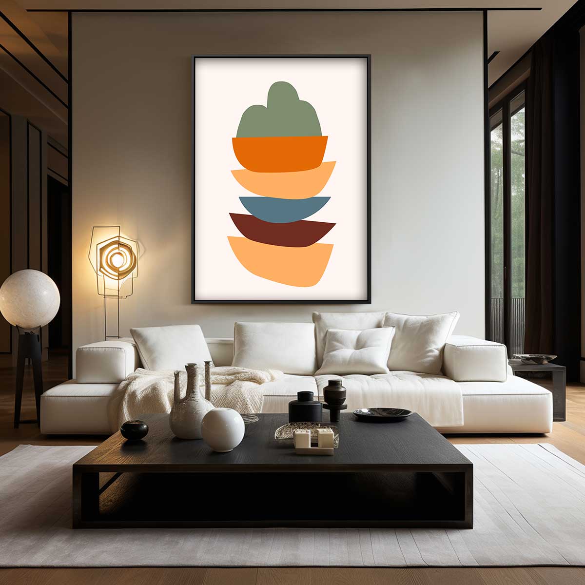 Kleurrijke Abstracte Stapeling Kunstwerk-canvas-dibond-plexiglas-wanddecoratie-WallArtistic