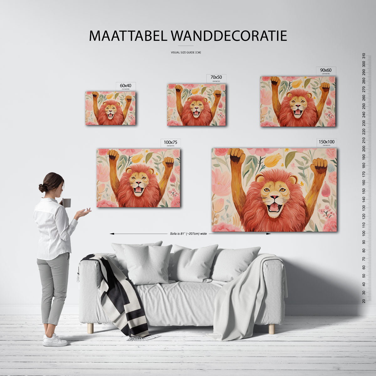Leeuw en bloemen Kunstwerk