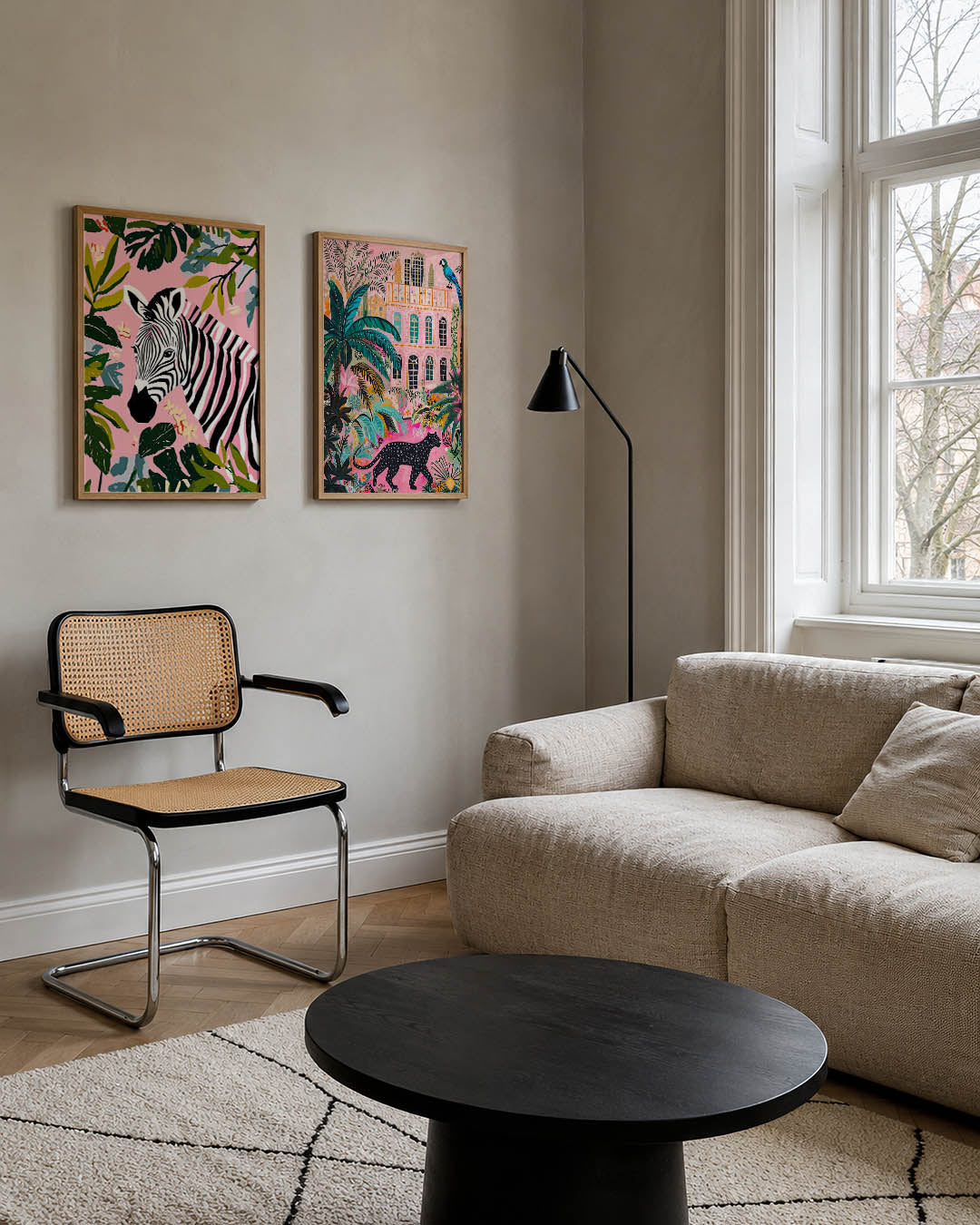 Zebra en bladeren Posterset