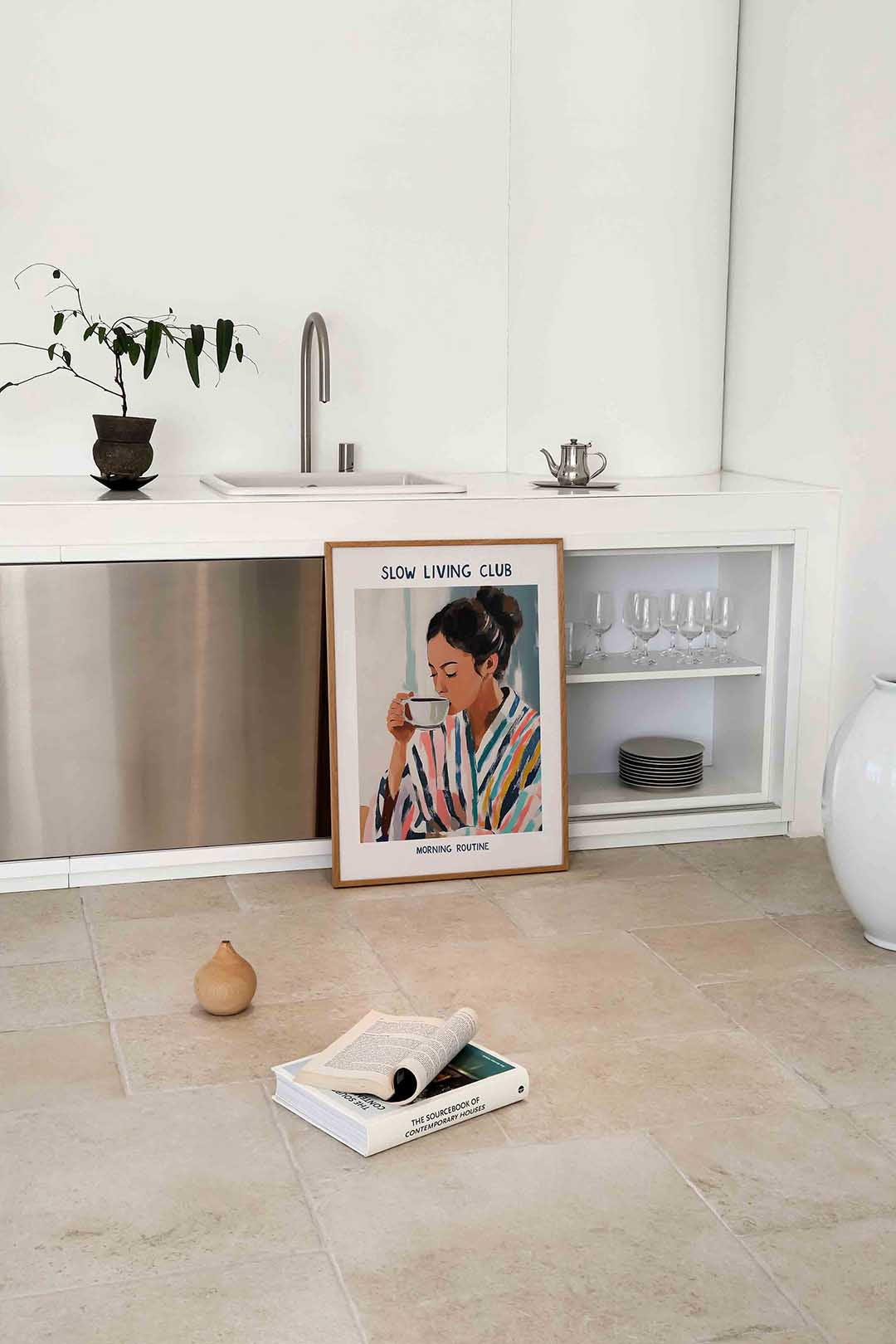 Vrouw met kopje Poster