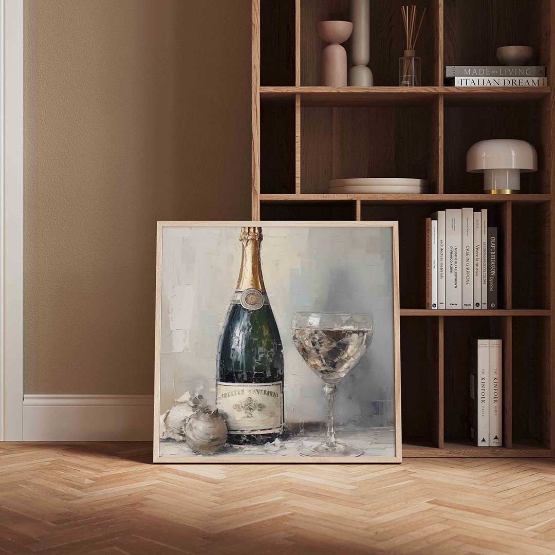 Champagnefles en glas Poster
