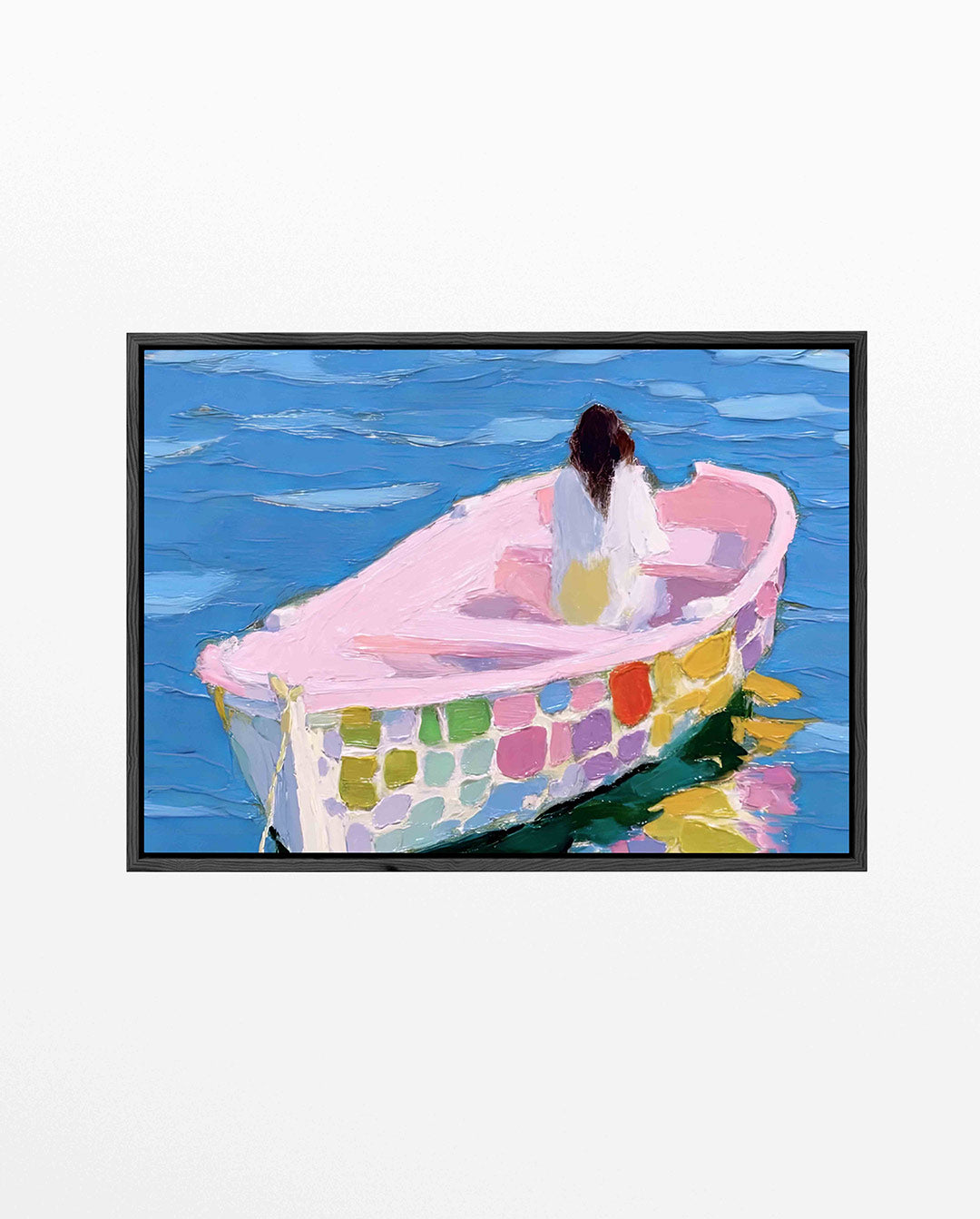 Kleurrijke boot op water Kunstwerk