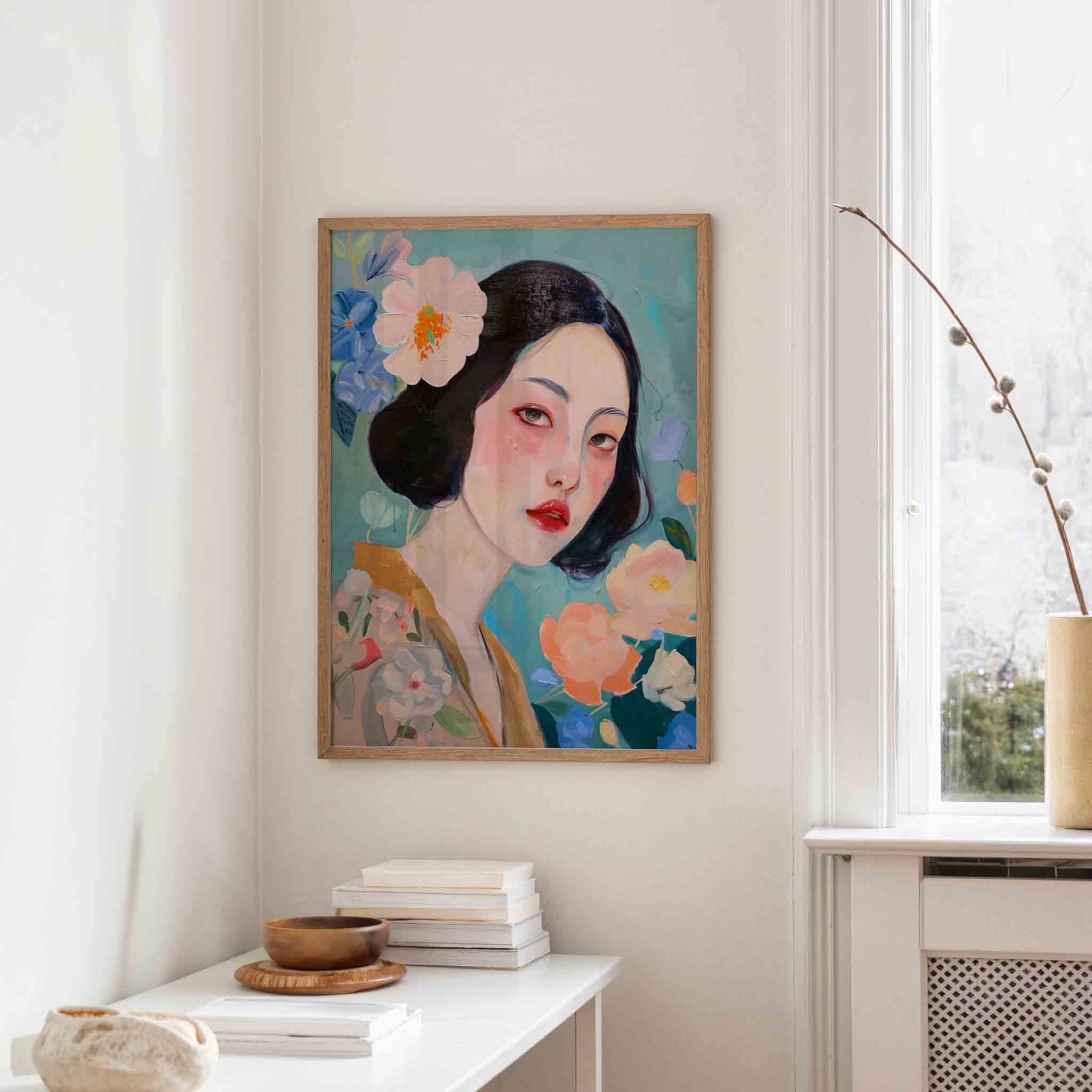 Vrouw met bloemen Poster