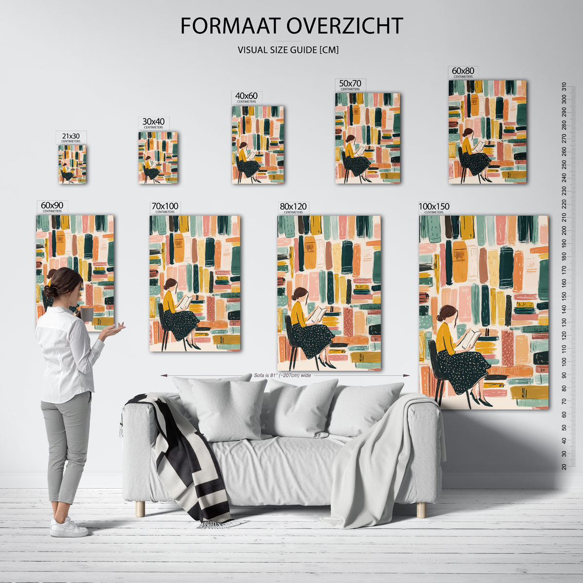 Lezende vrouw met boeken Poster