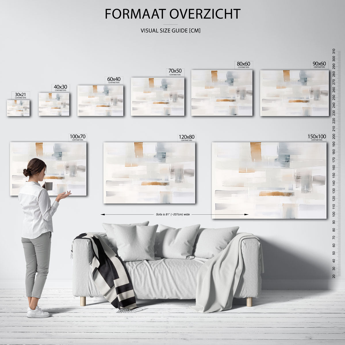 Abstracte beige en grijze vlakken Poster