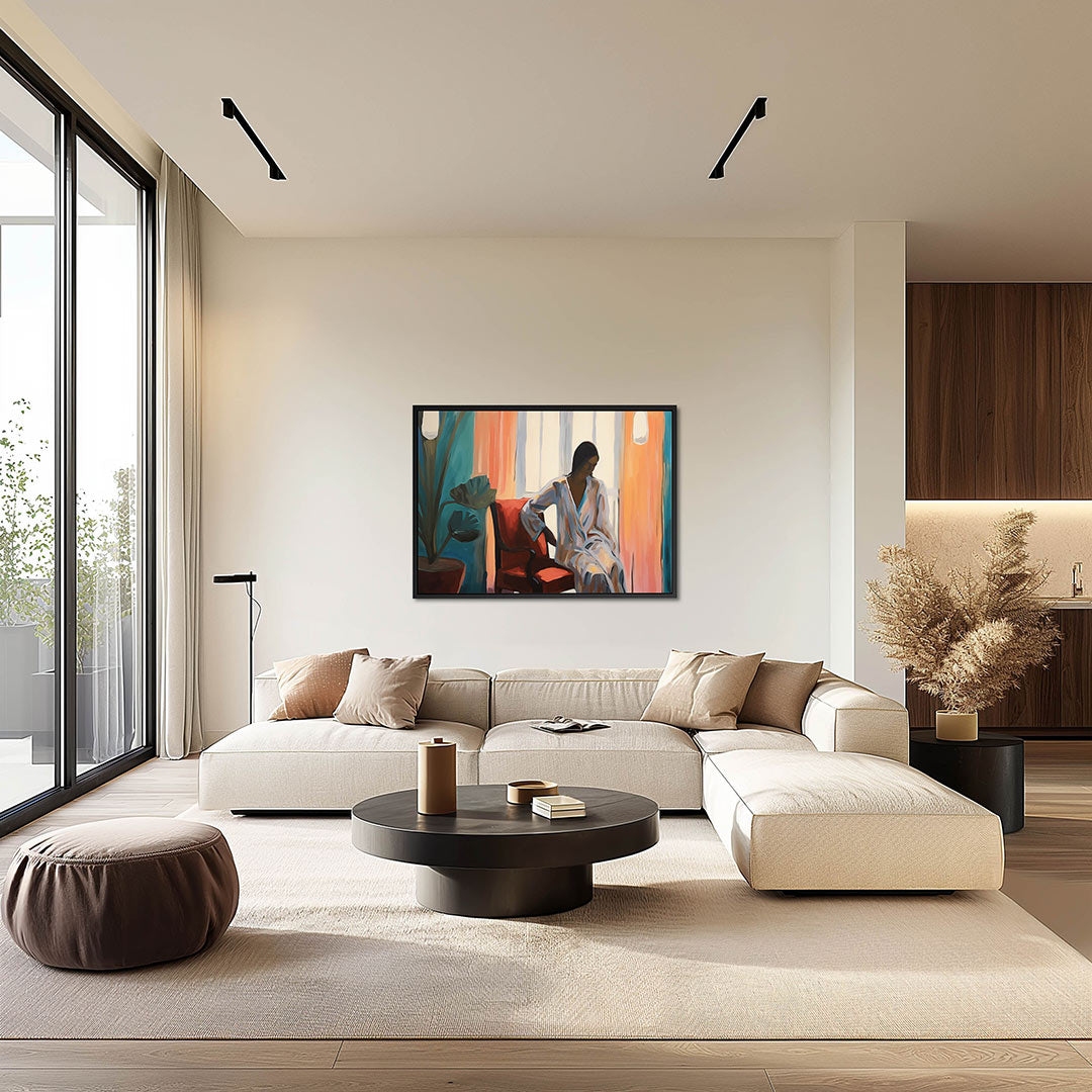 Vrouw in interieur Kunstwerk