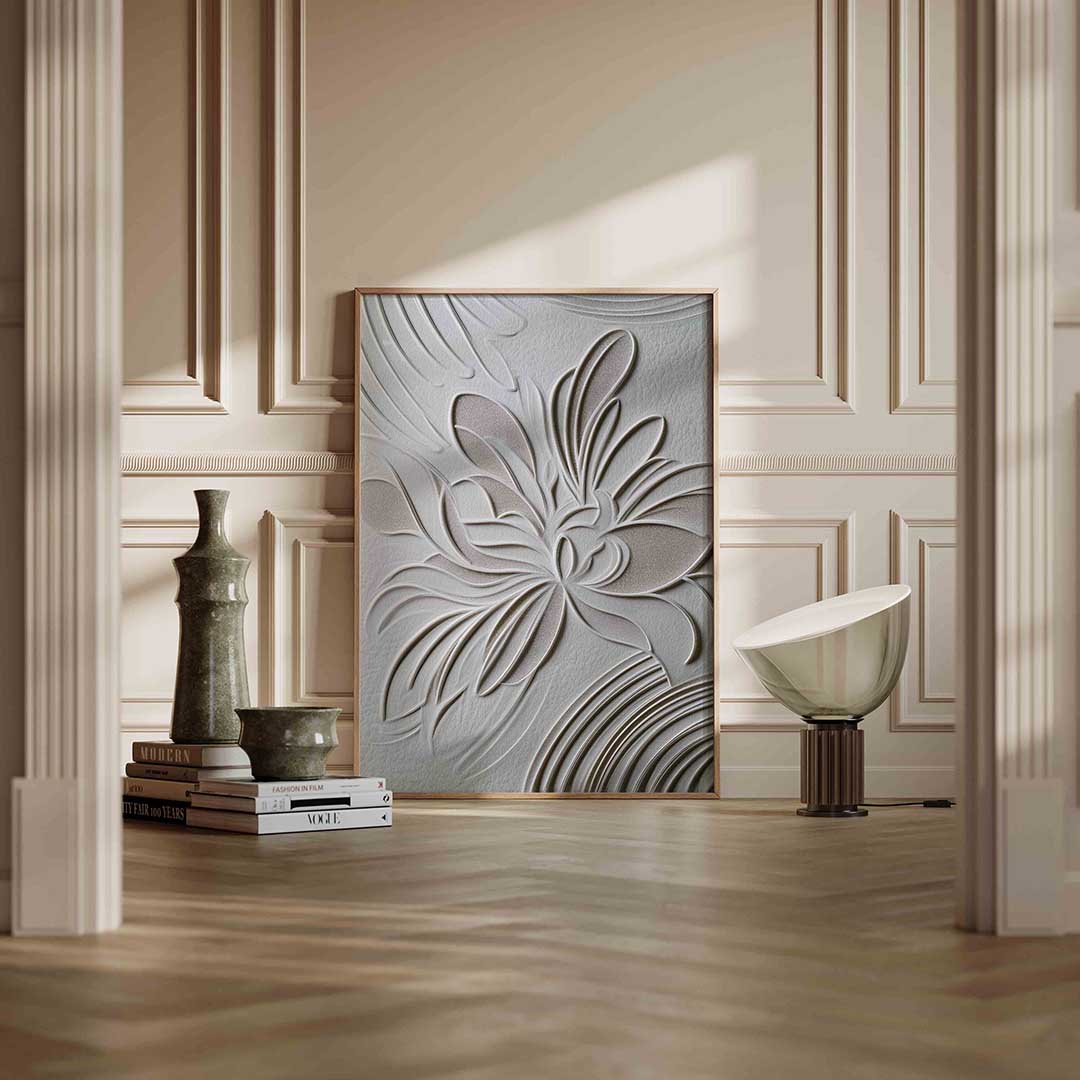 Bloemvormen in reliëf Poster