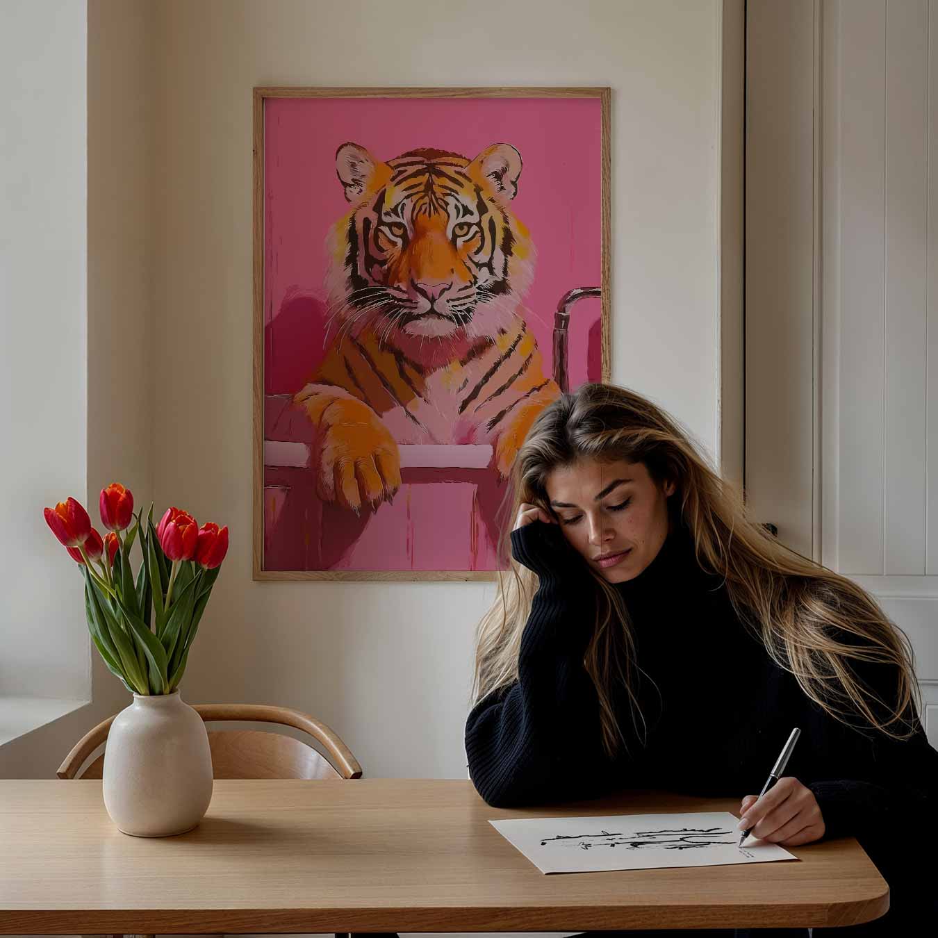 Tijger In De Badkuip Poster-WallArtistic