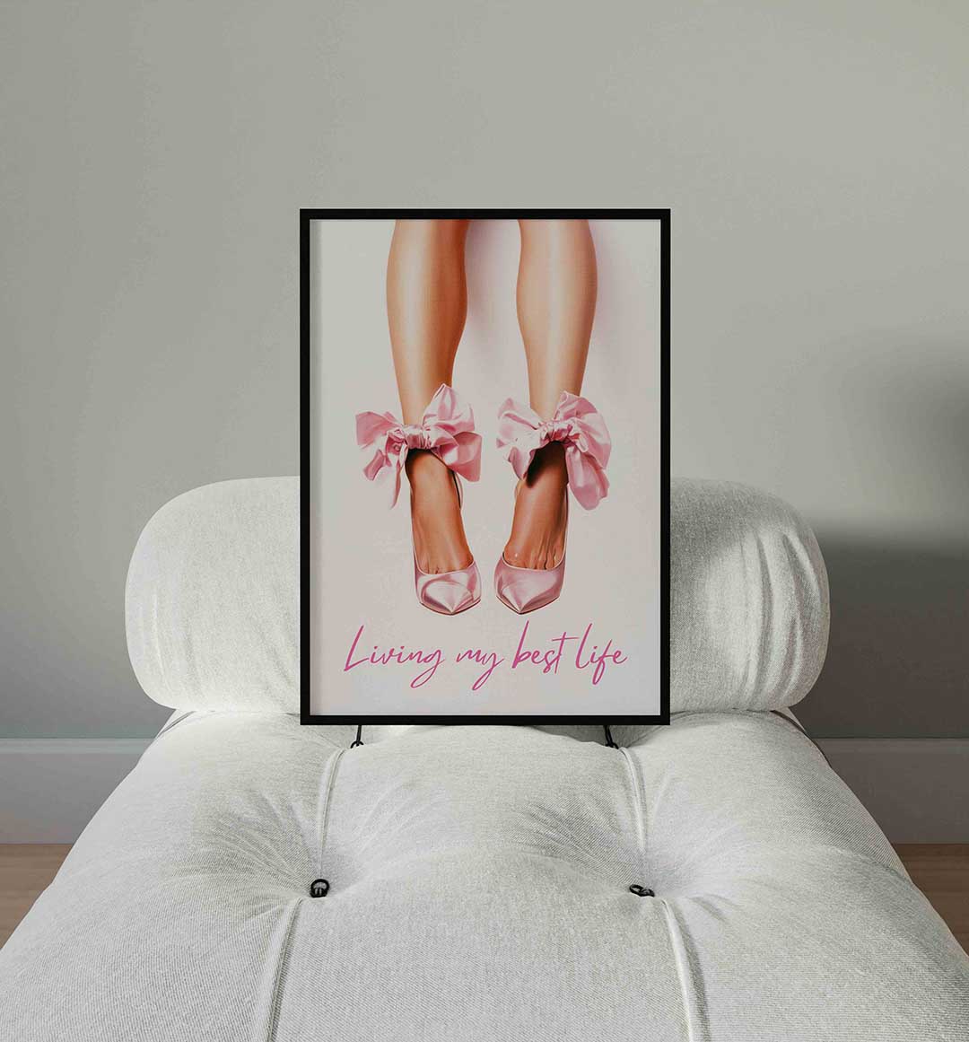 Roze strik schoenen Poster