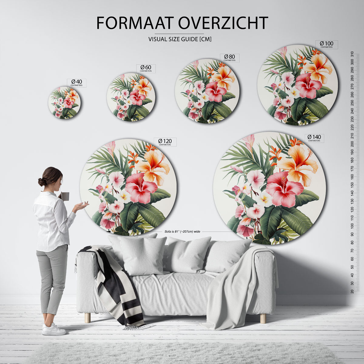 Tropische bloemen Muurcirkel