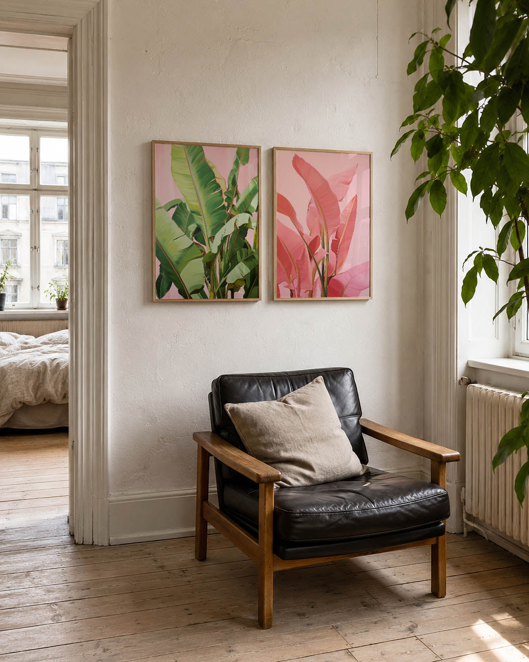 Blad en roze Posterset