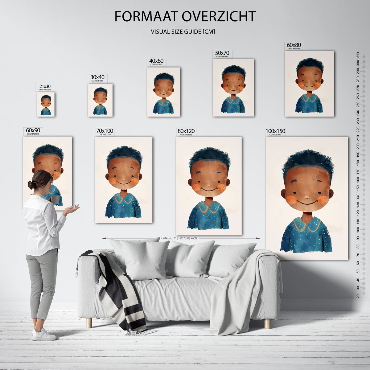 Jongen met blauwe trui Poster