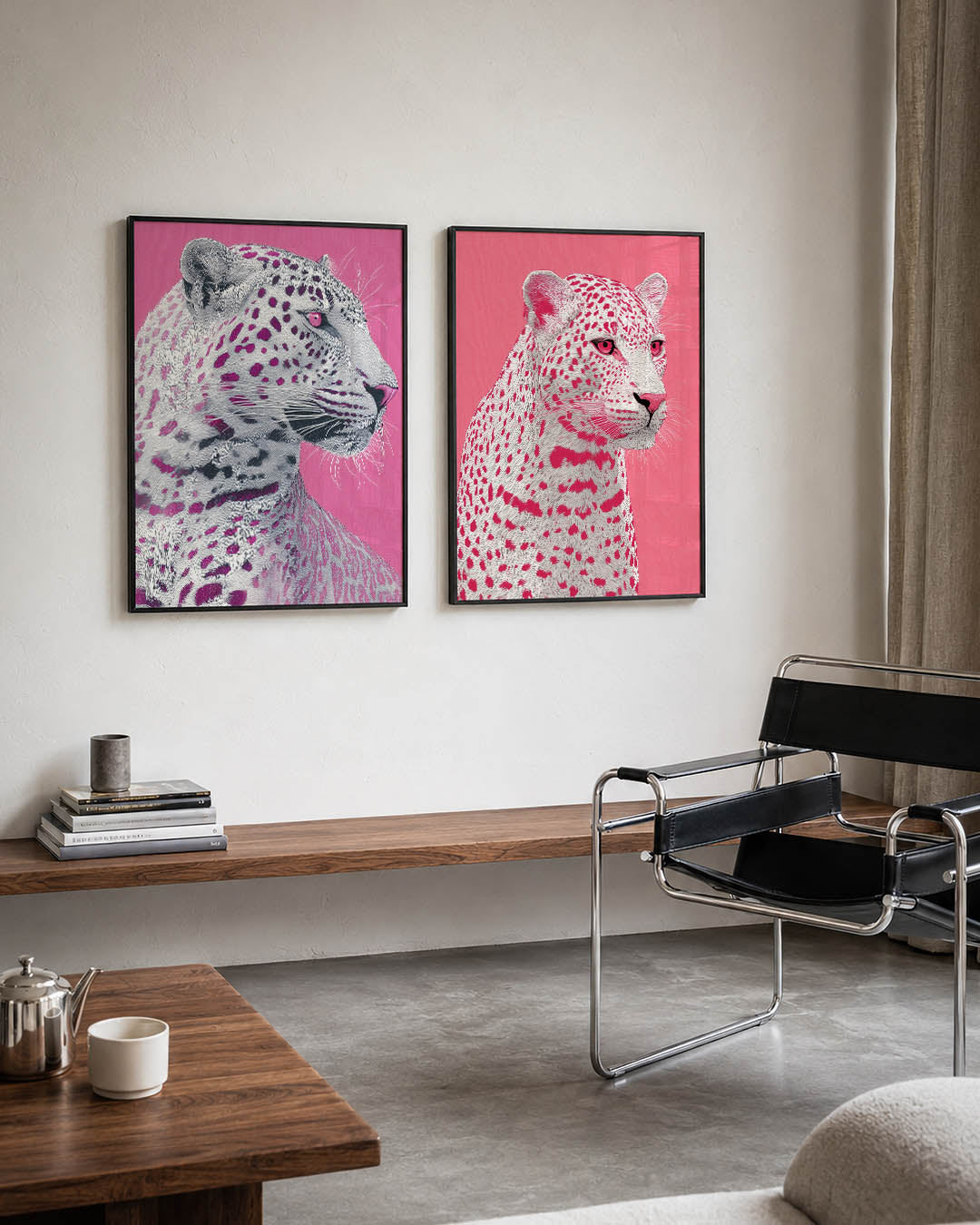 Roze luipaard portret Posterset