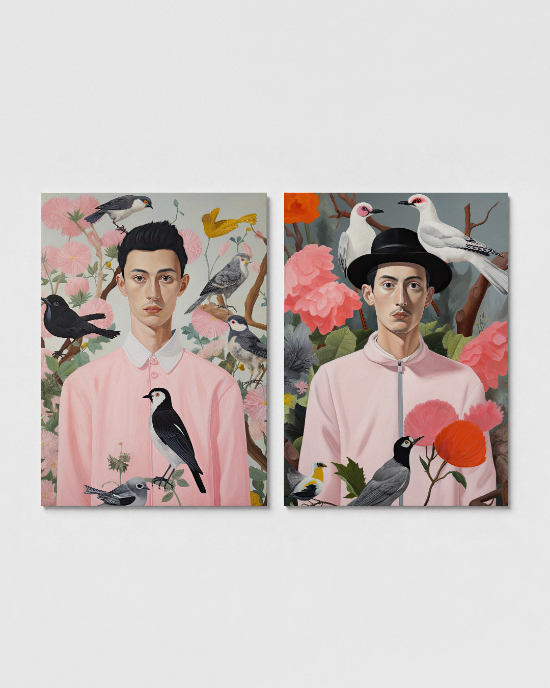 Vogels en bloemen Posterset