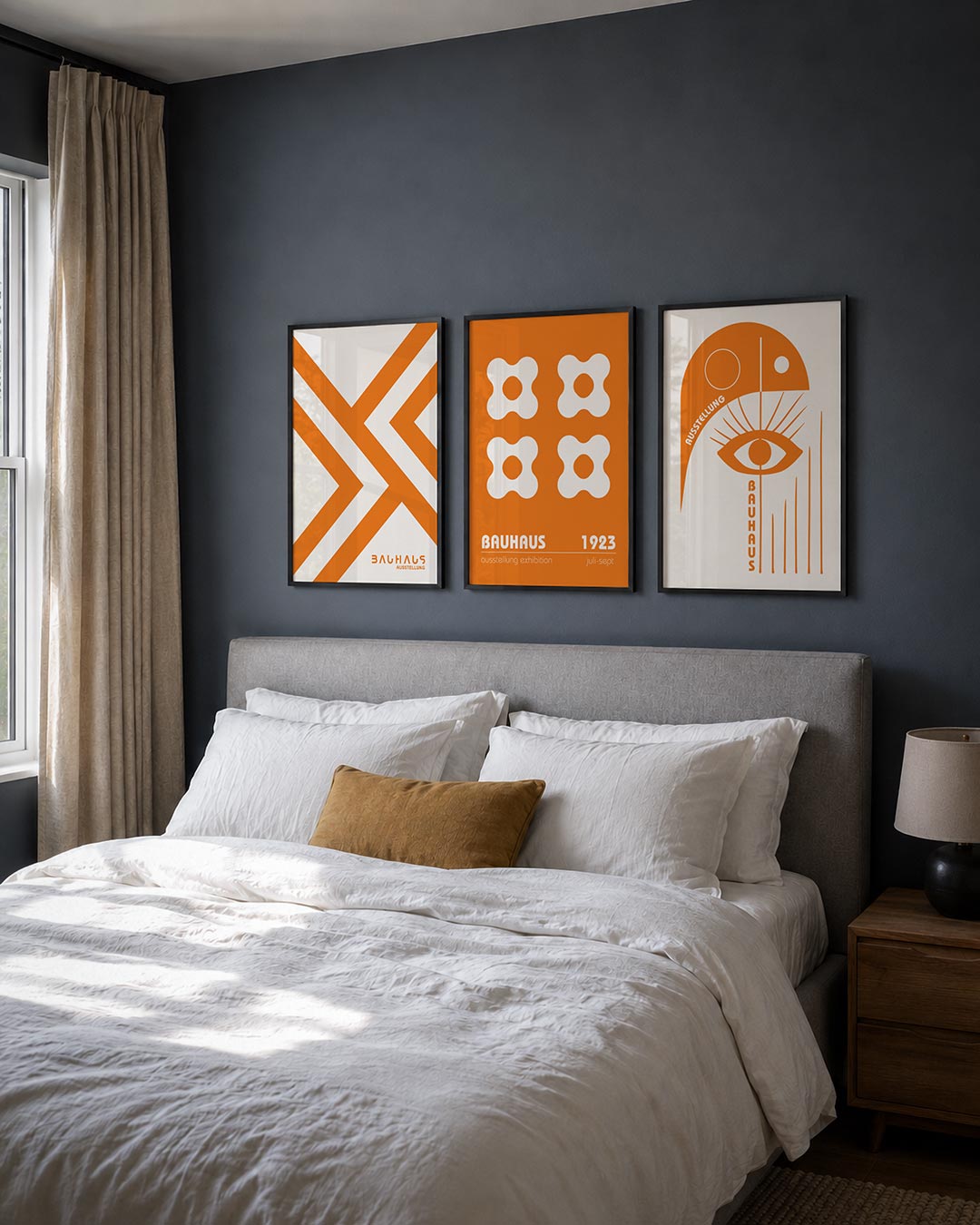 Oranje lijnenspel Posterset