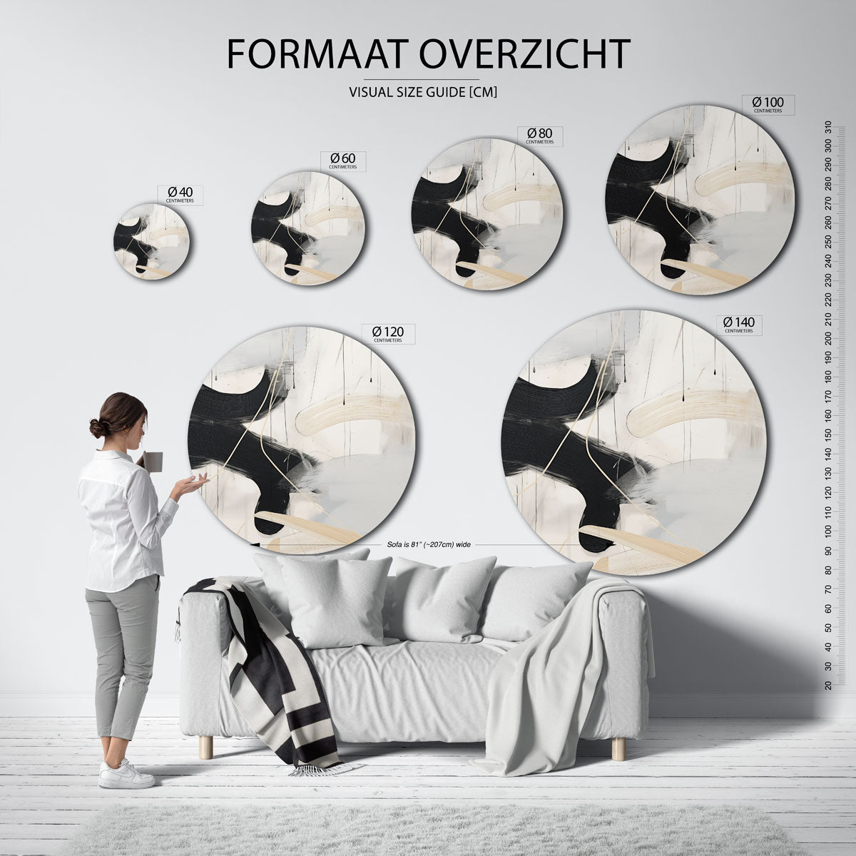 Abstracte lijnen en vlakken Muurcirkel