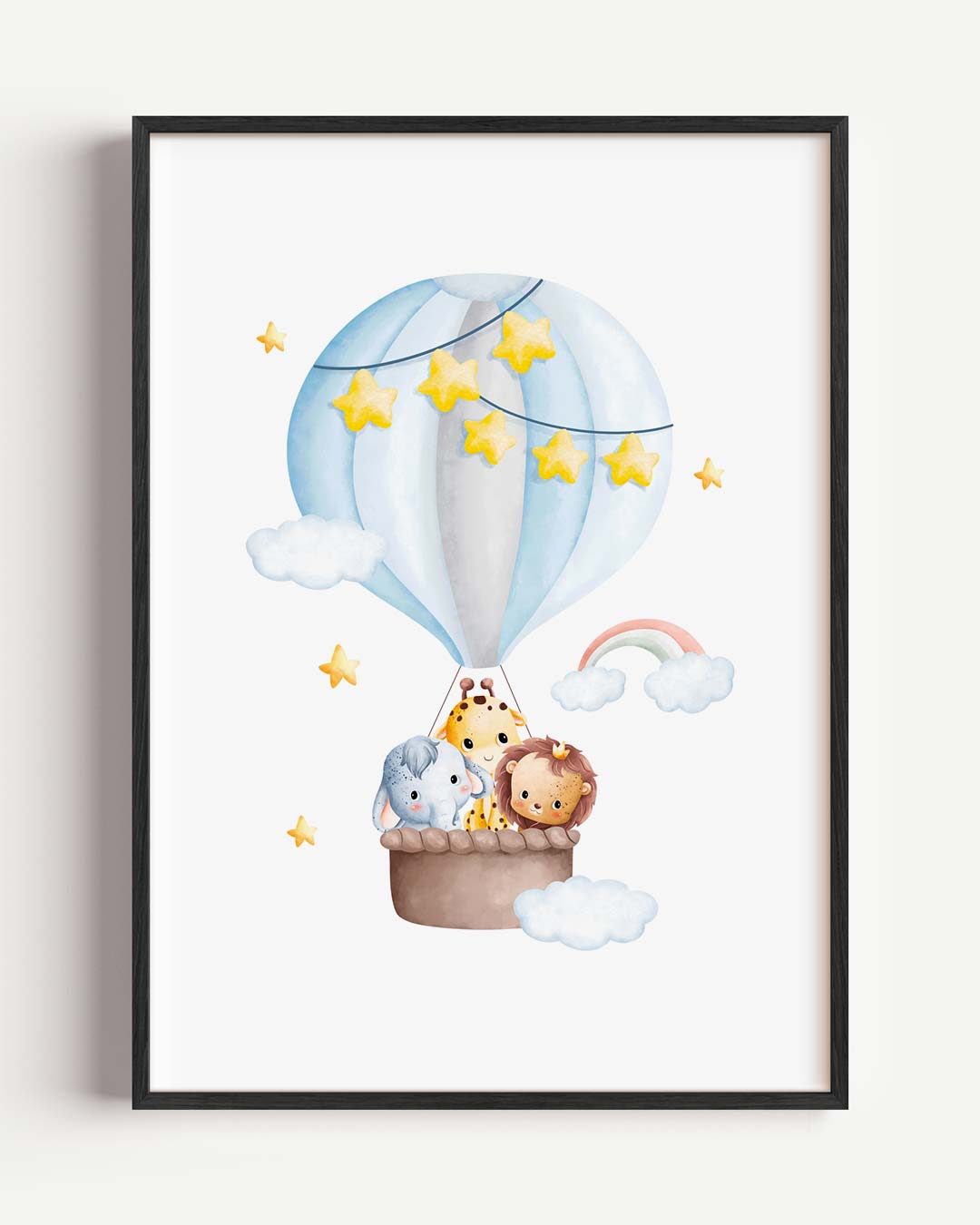 Dromerige Ballon Safari Kinderposter-WallArtistic