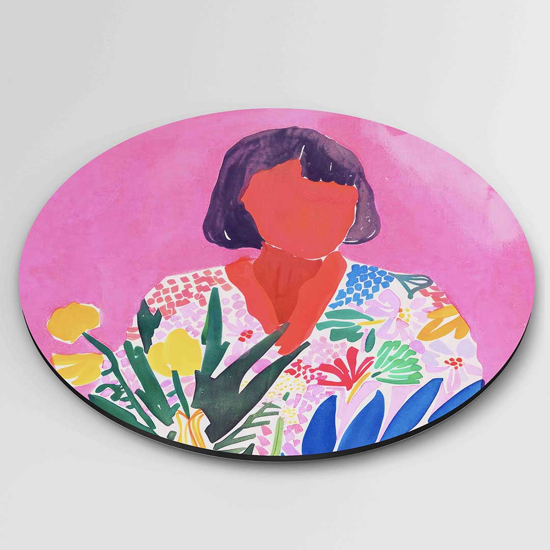 Vrouw met bloemen Muurcirkel