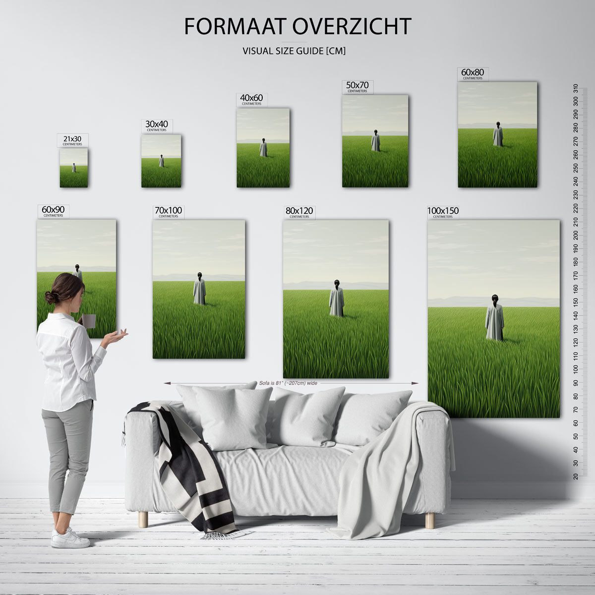 Persoon in groen veld Poster