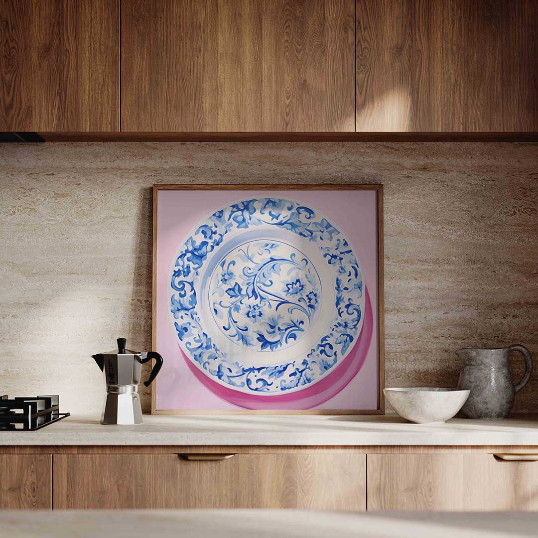 Blauw wit bord Poster