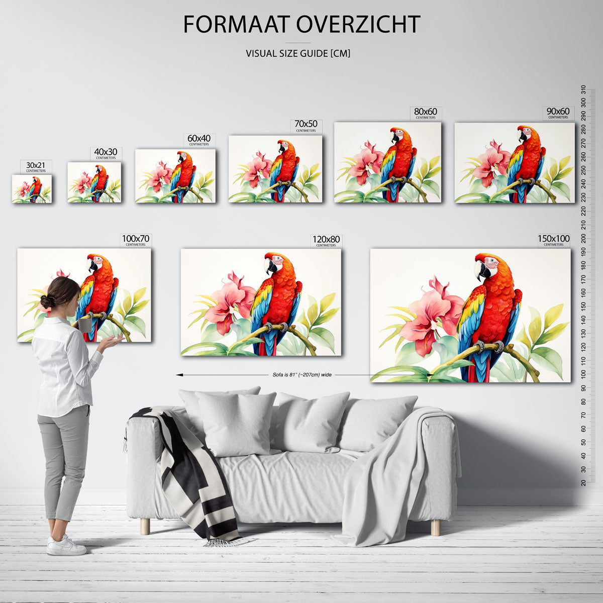 Papegaai en bloemen Poster
