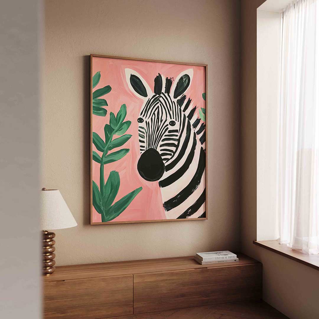 Zebra en bladeren Poster
