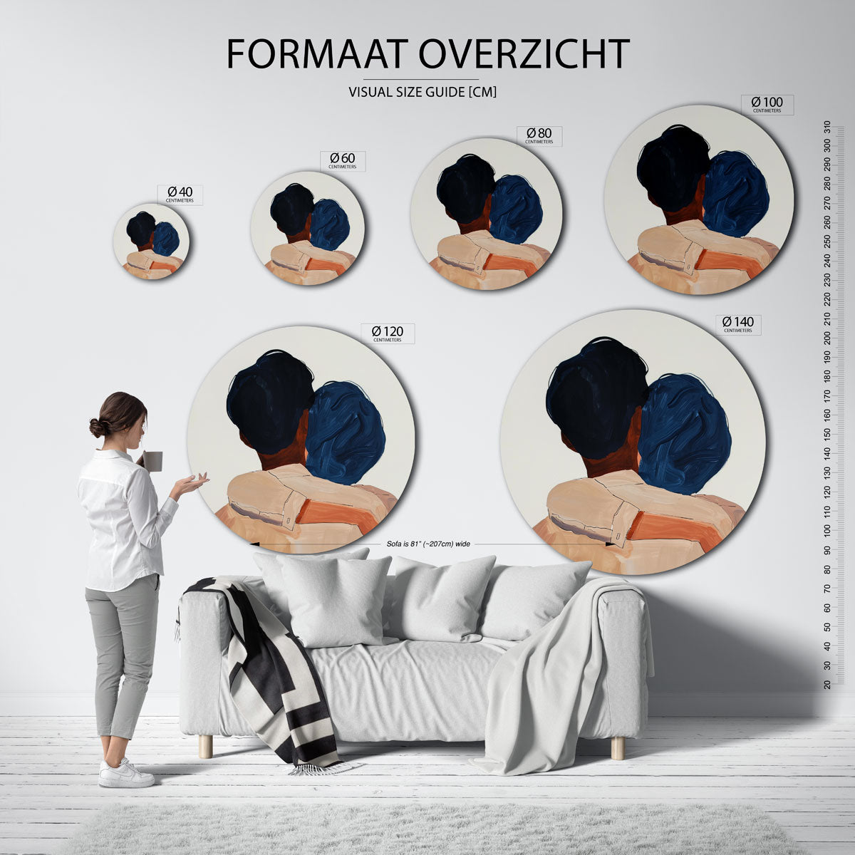 Omarmende figuren Muurcirkel