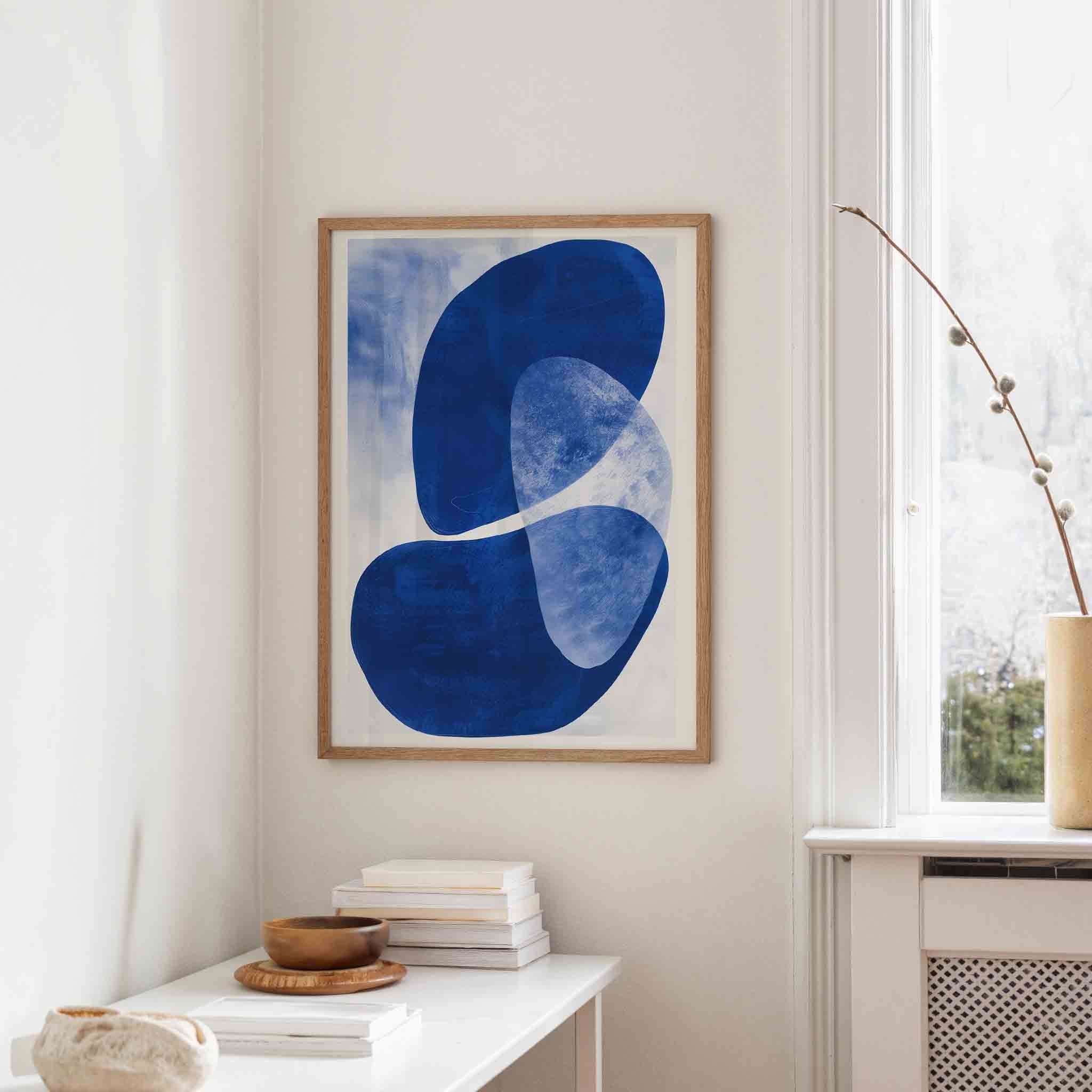 Abstracte blauwe vormen Poster