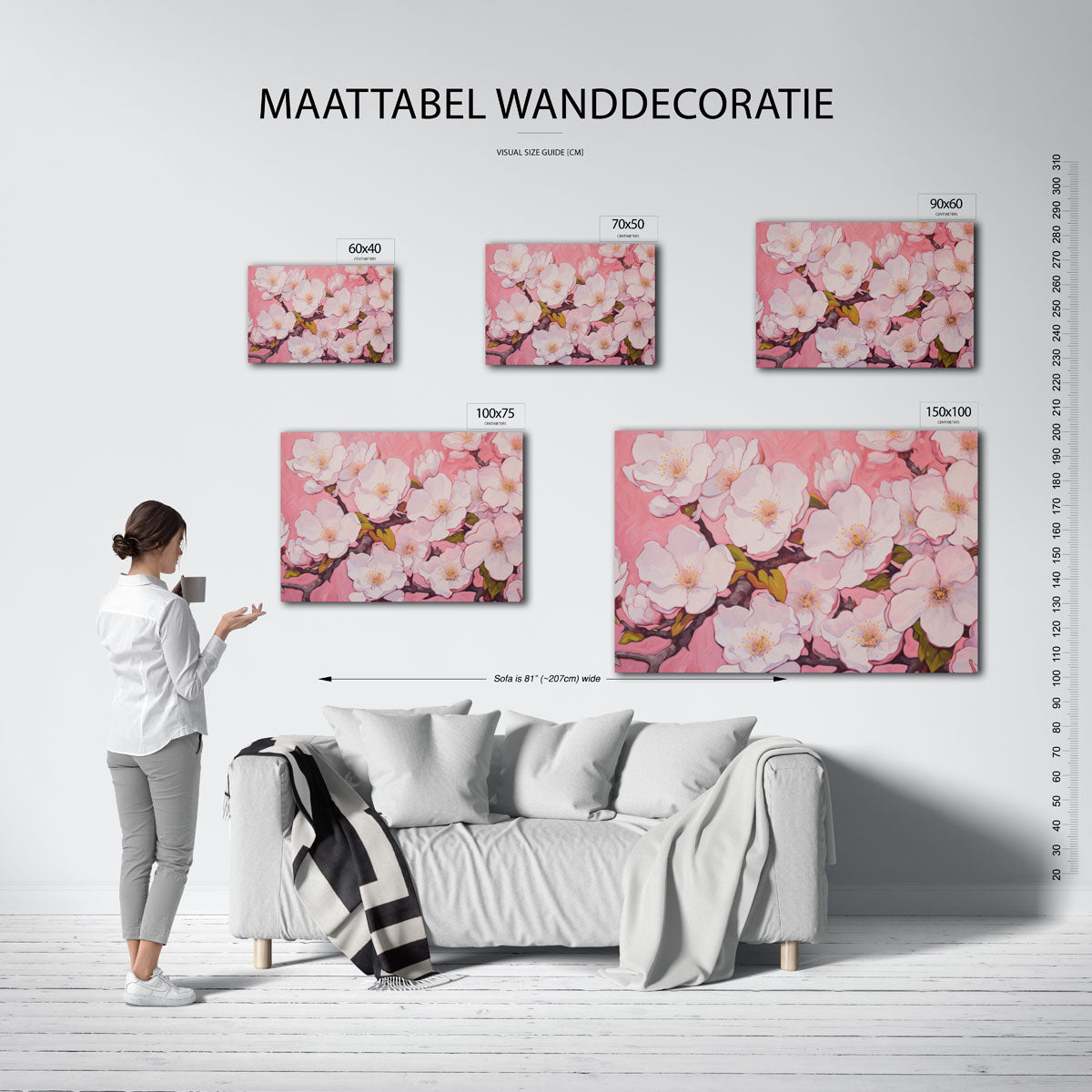 Bloesem op roze Kunstwerk