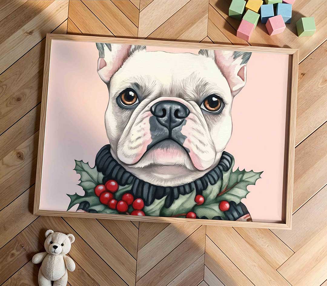 Franse bulldog met hulst Poster