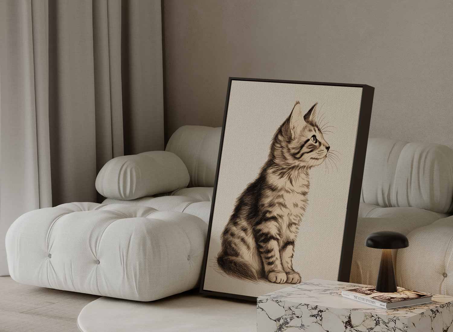 Elegante Kat Schets Kunstwerk-canvas-dibond-plexiglas-wanddecoratie-WallArtistic