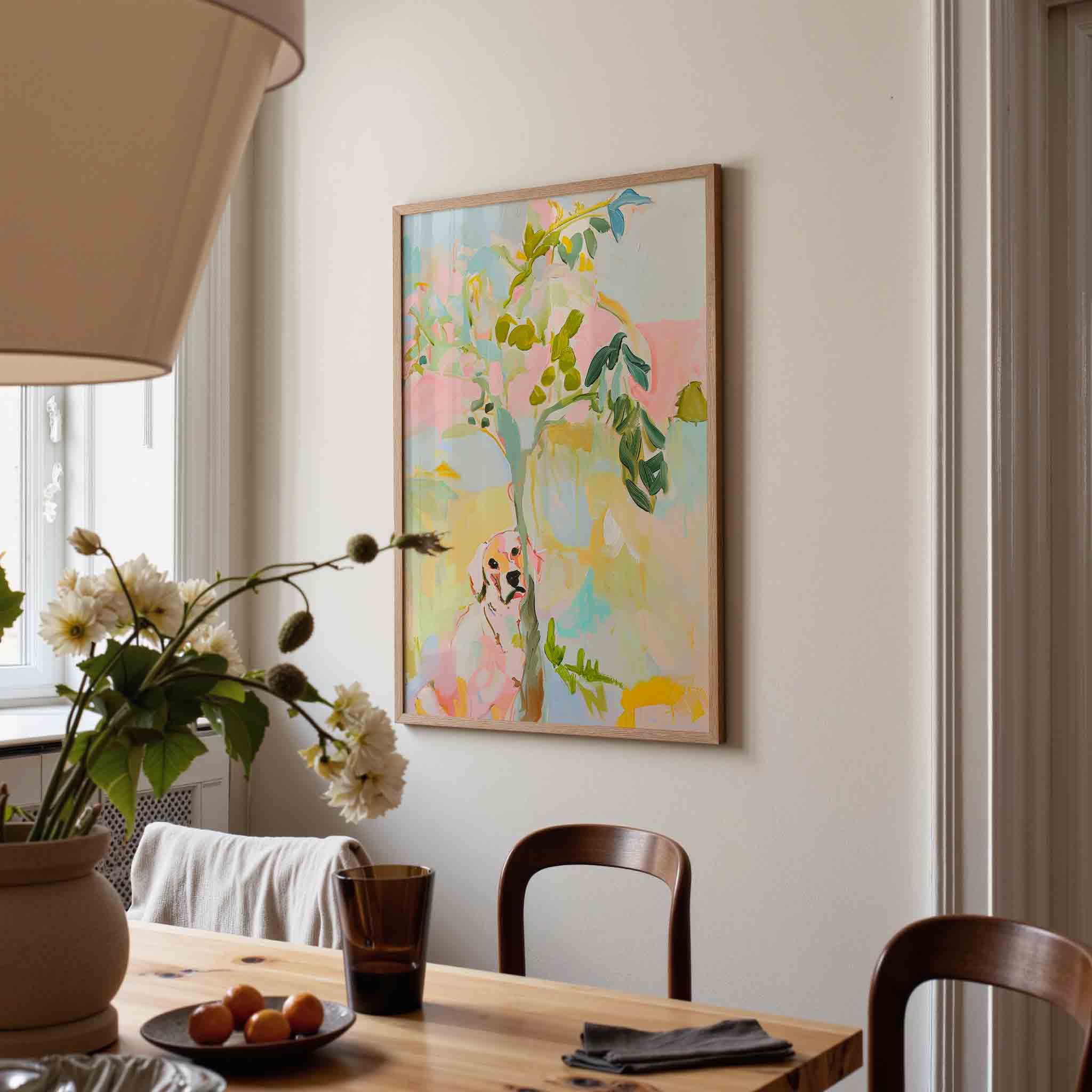 Hond en boom Poster