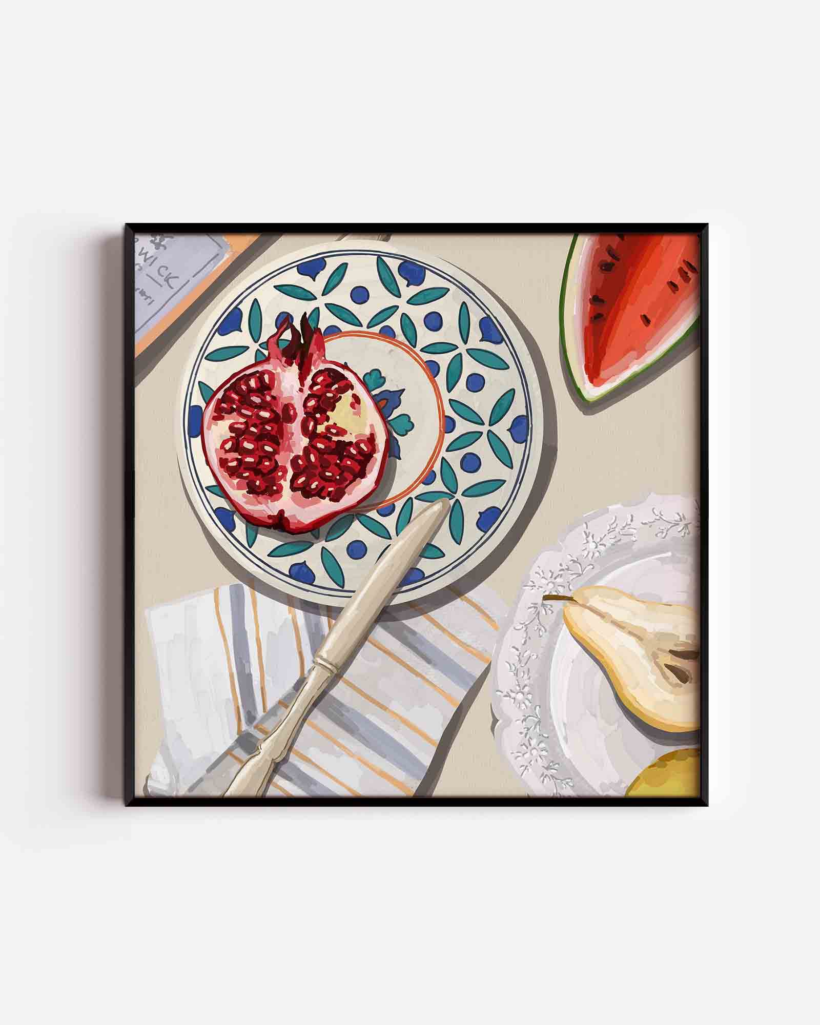 Fruit en servies Poster