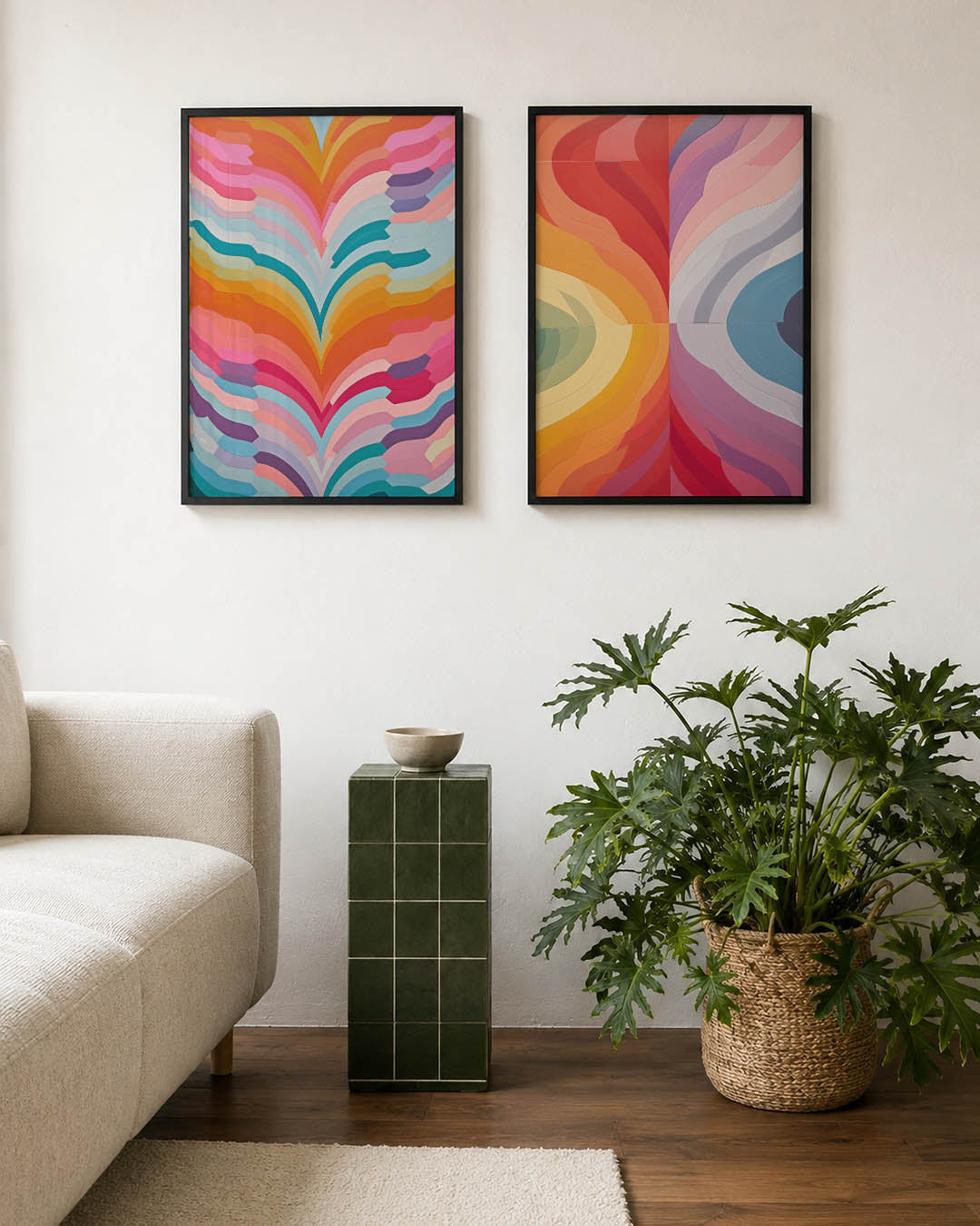 Kleurrijk vormenritme Posterset