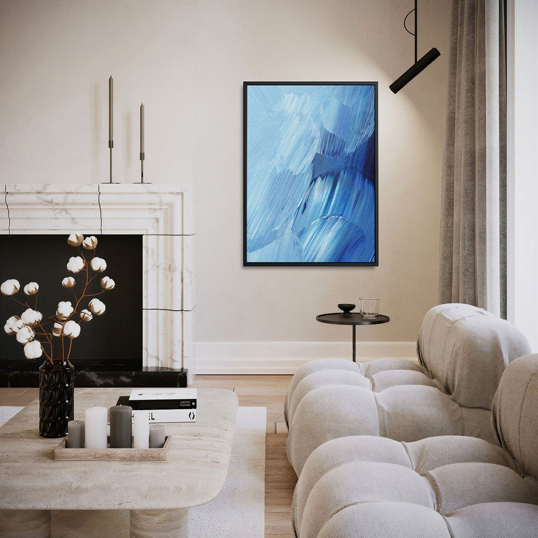 Dynamische blauwe borstels Kunstwerk