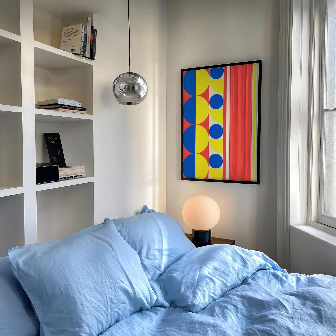 Kleurrijke Geometrische Cirkel- en Strepenposter-WallArtistic