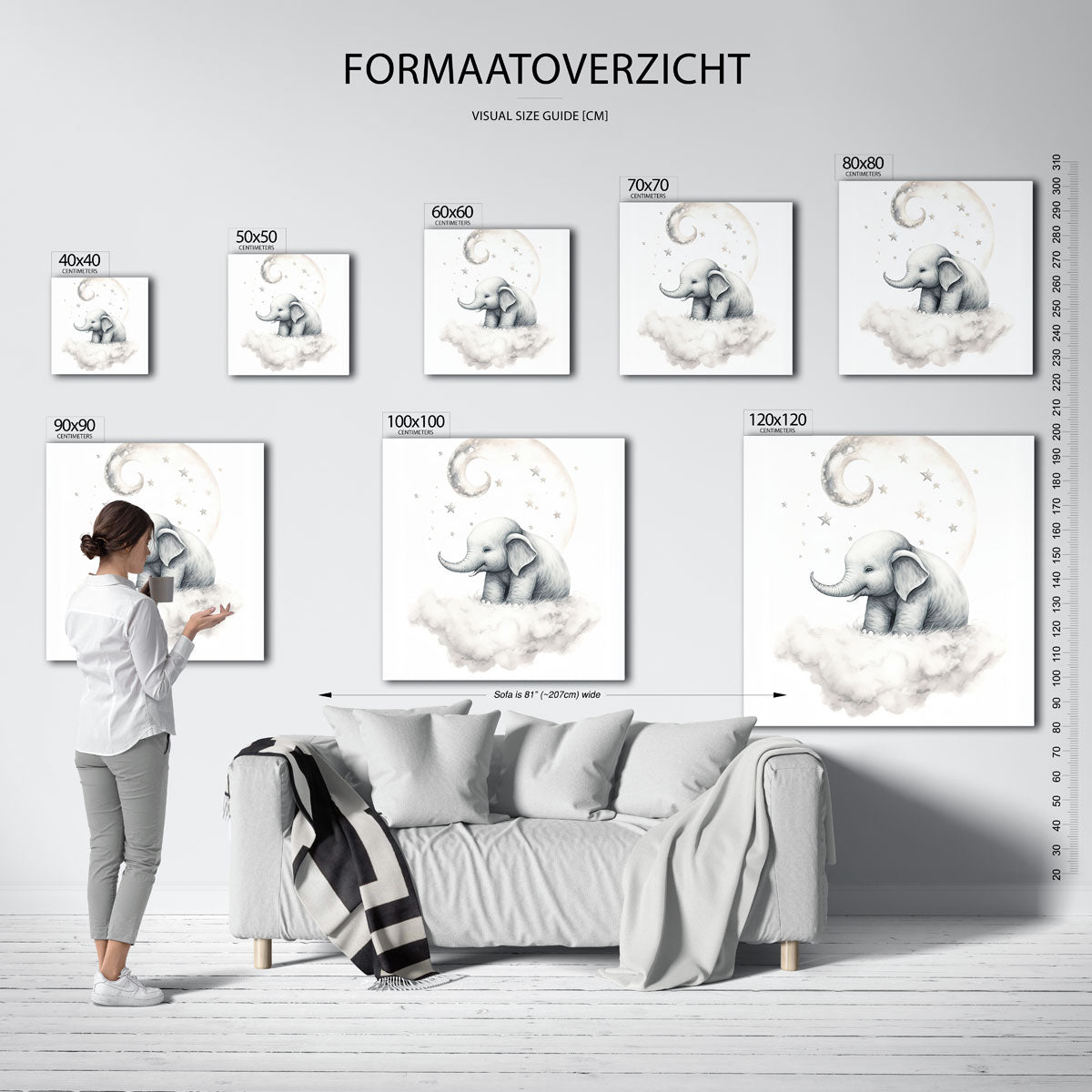 Olifant op wolk Poster