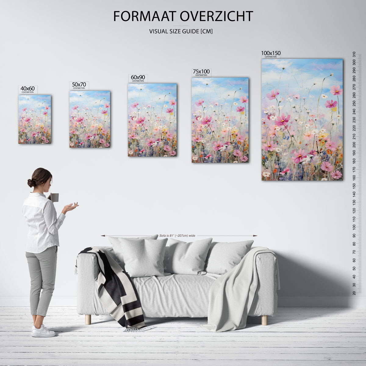 Bloemenveld in lucht Kunstwerk